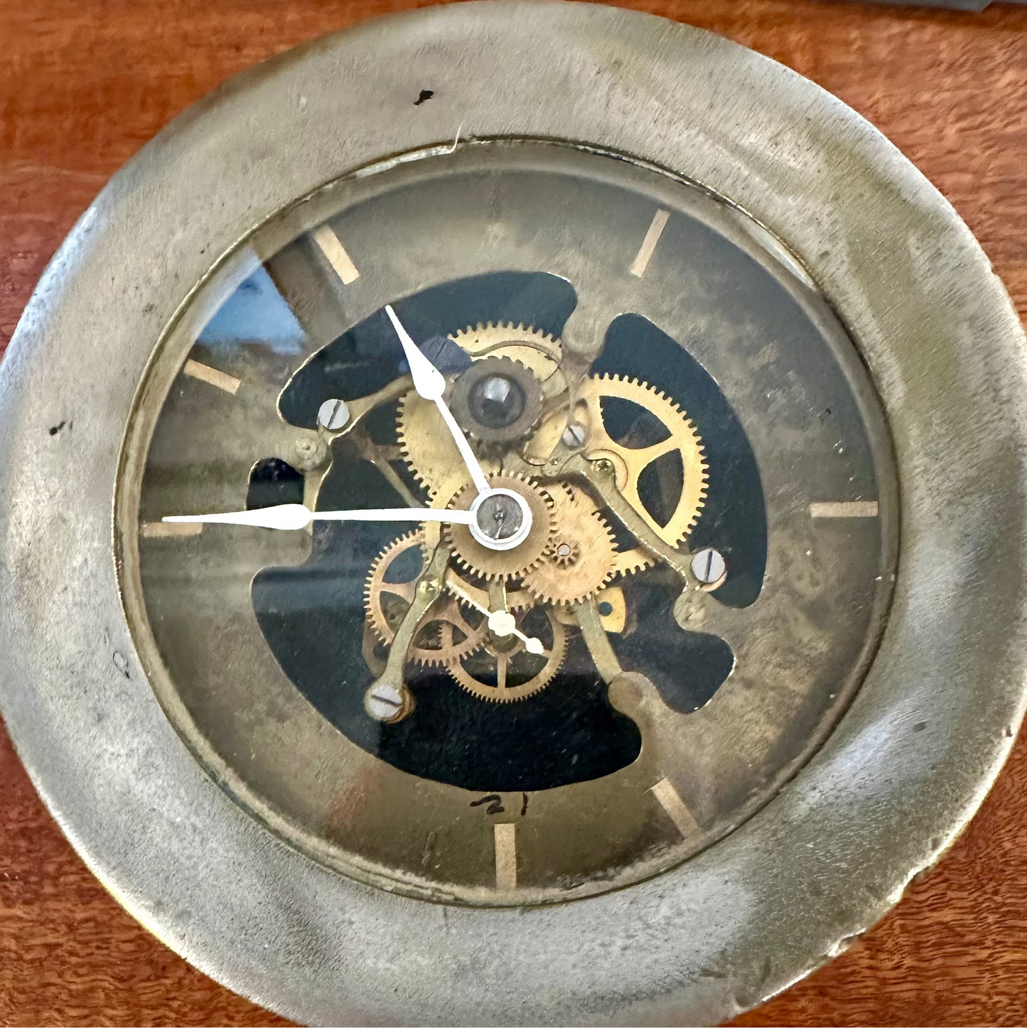 Seth Thomas WW2 Ship's Clock skeletonized Navy "Ship Art" 5.5 inch Diameter Case