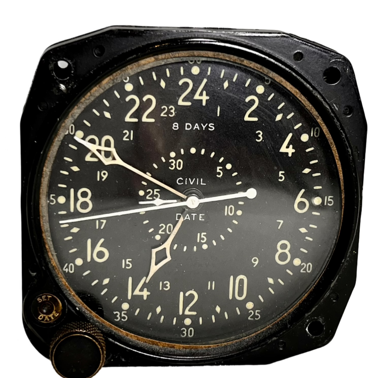 WALTHAM CDIA WW2 8 DAY Wind-Up mechanical US Military Civil Date Indicator Aeronaval (CDIA) CLOCK