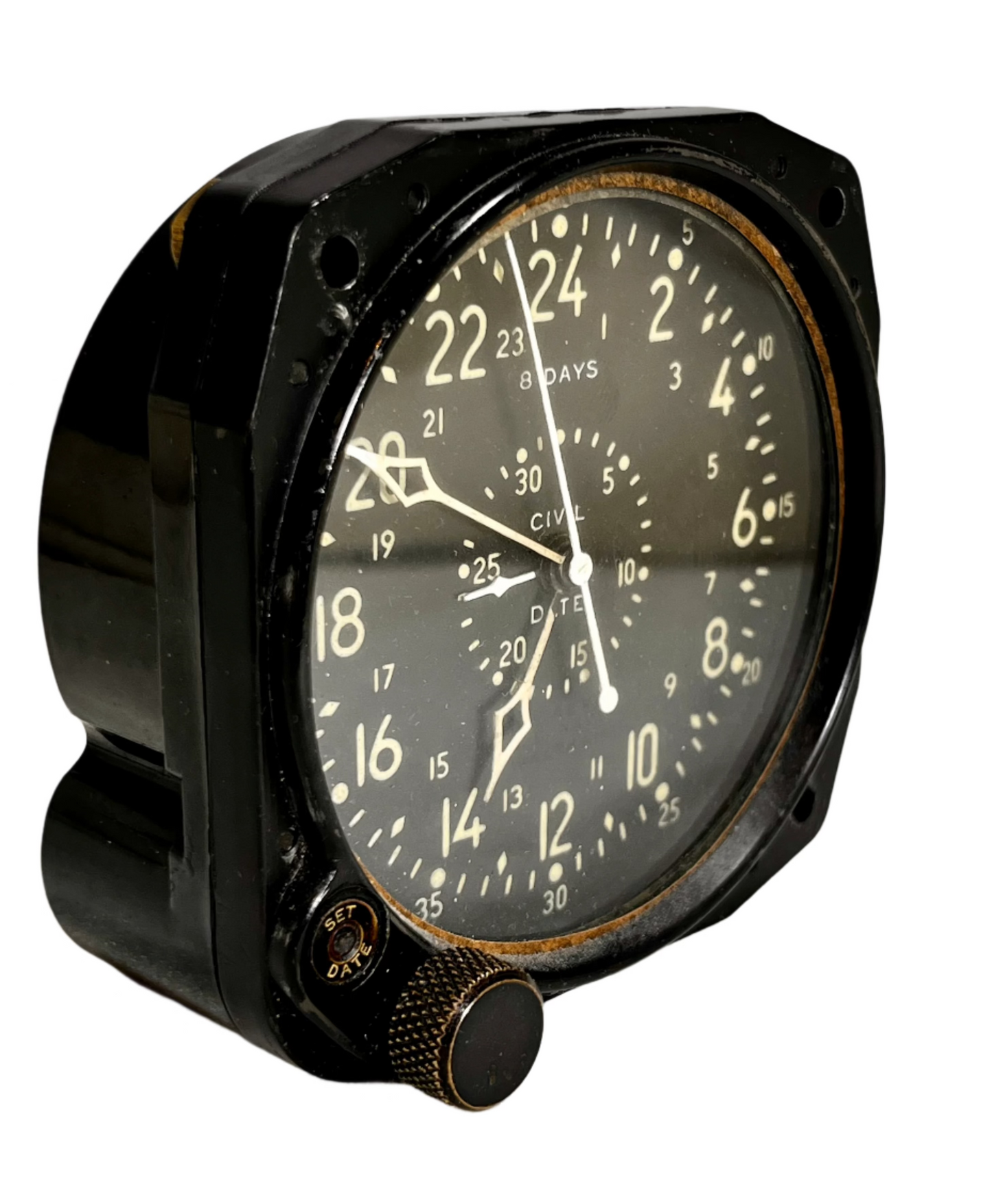 WALTHAM CDIA WW2 8 DAY Wind-Up mechanical US Military Civil Date Indicator Aeronaval (CDIA) CLOCK