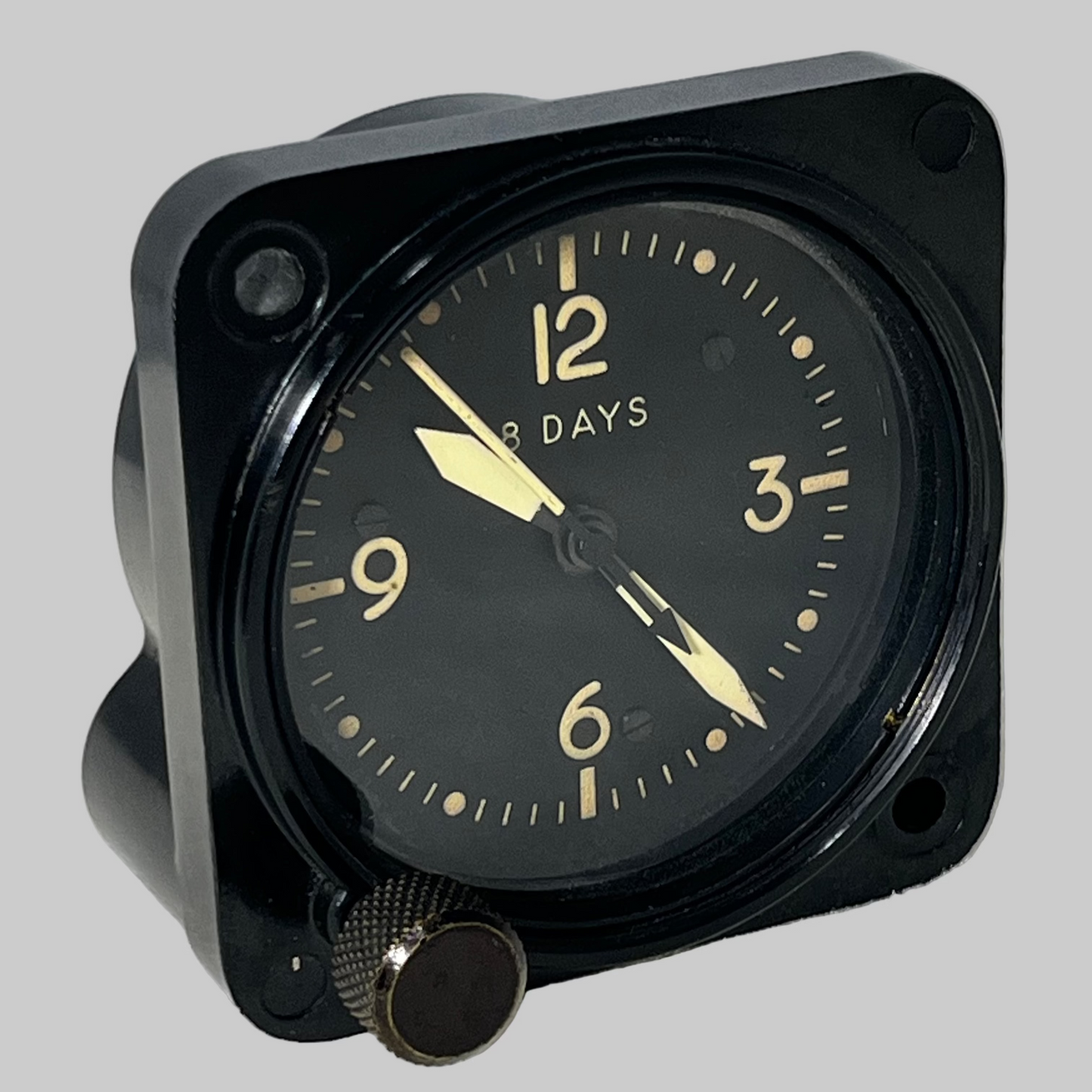 WALTHAM Precision Instruments 8 DAY Wind-Up Mechanical 1 7/8 inch dial US Military Airplane CLOCK