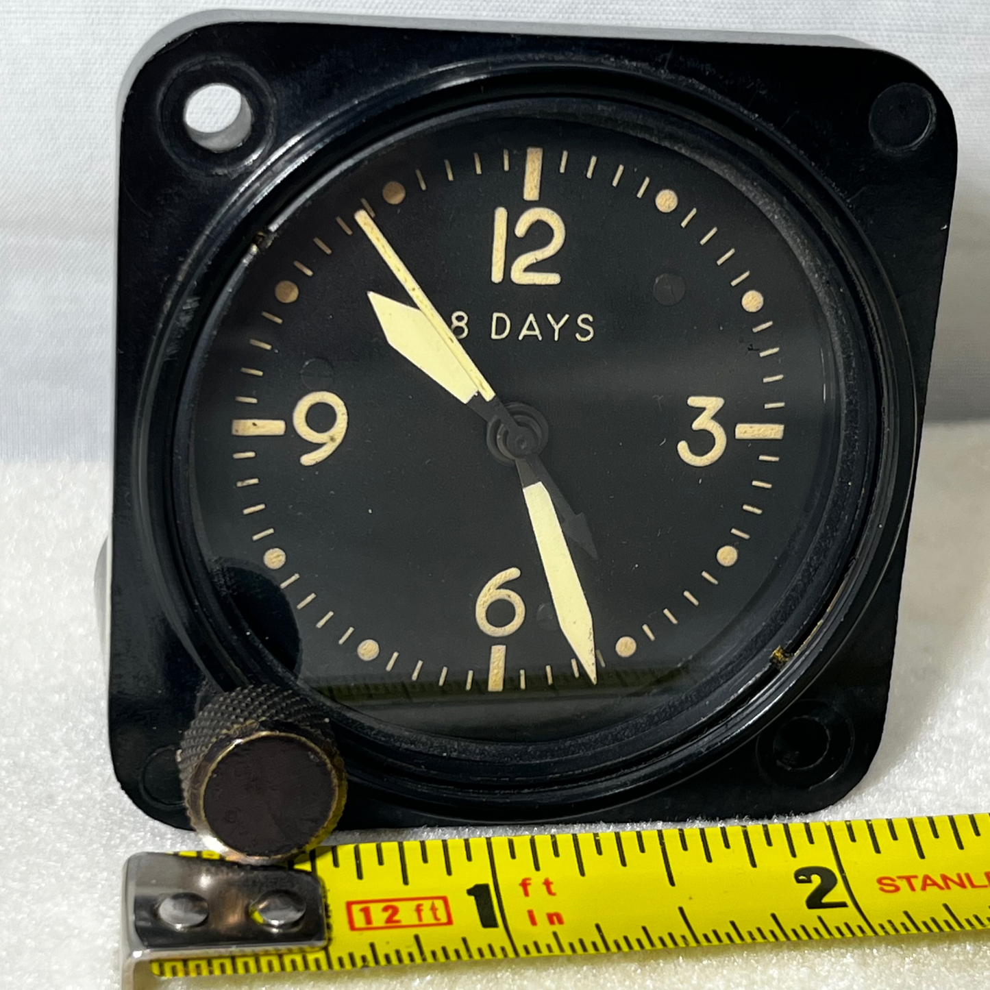 WALTHAM Precision Instruments 8 DAY Wind-Up Mechanical 1 7/8 inch dial US Military Airplane CLOCK
