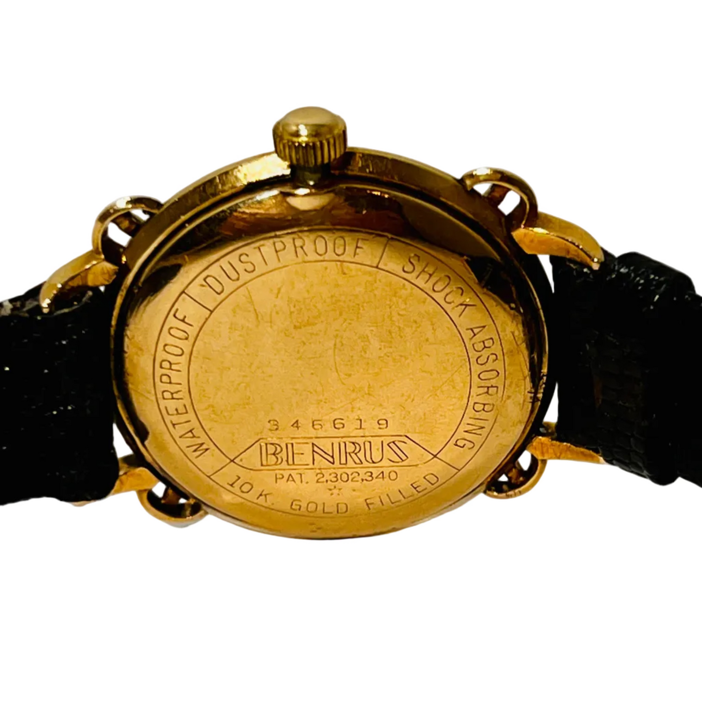 Vintage Benrus 1940's 17J Black Dial 10KGF Wrist Watch