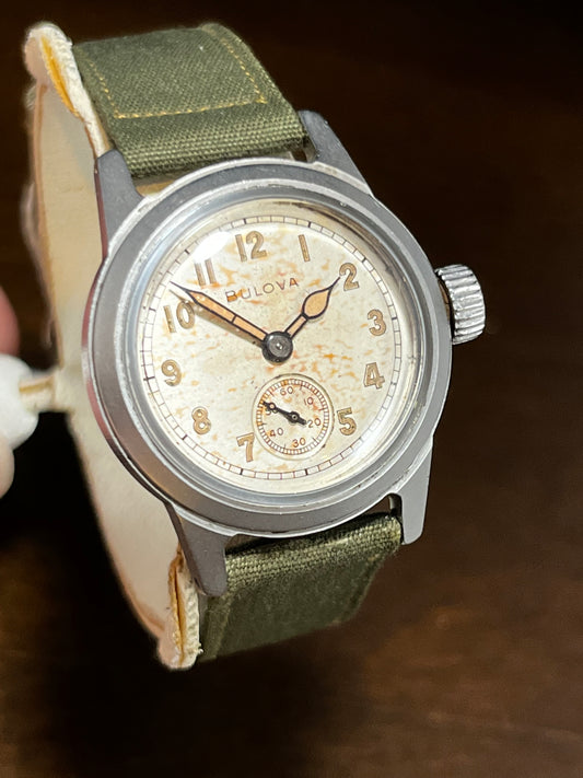 Vintage Bulova Military Issue Korean War Era 10BM Manual Wind Wrist Watch