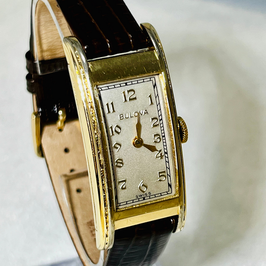 Vintage Art Deco Bulova Curvex Style 45mm Long 1930's 10K GF Wrist Watch