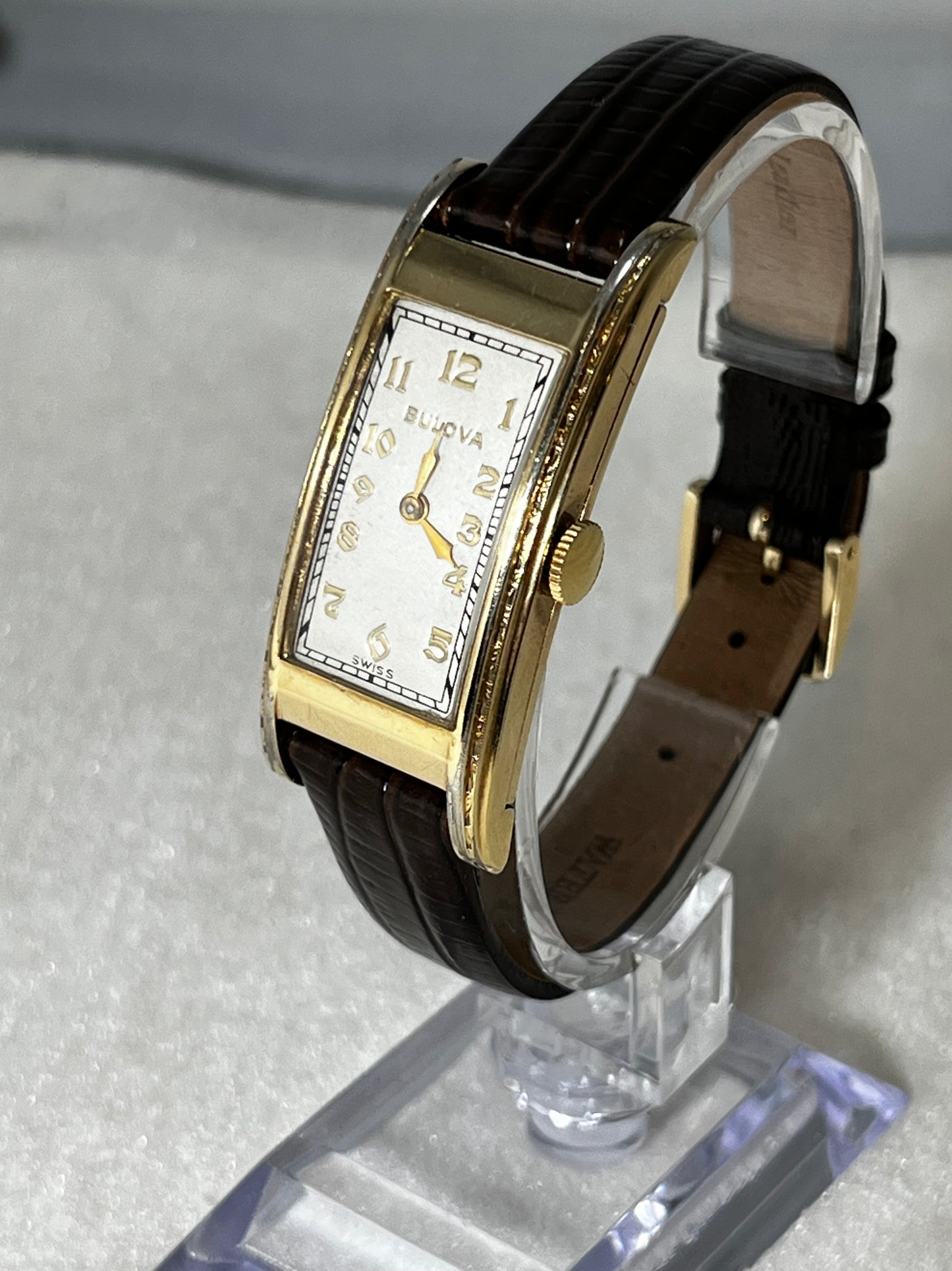 Vintage Art Deco Bulova Curvex Style 45mm Long 1930's 10K GF Wrist Watch