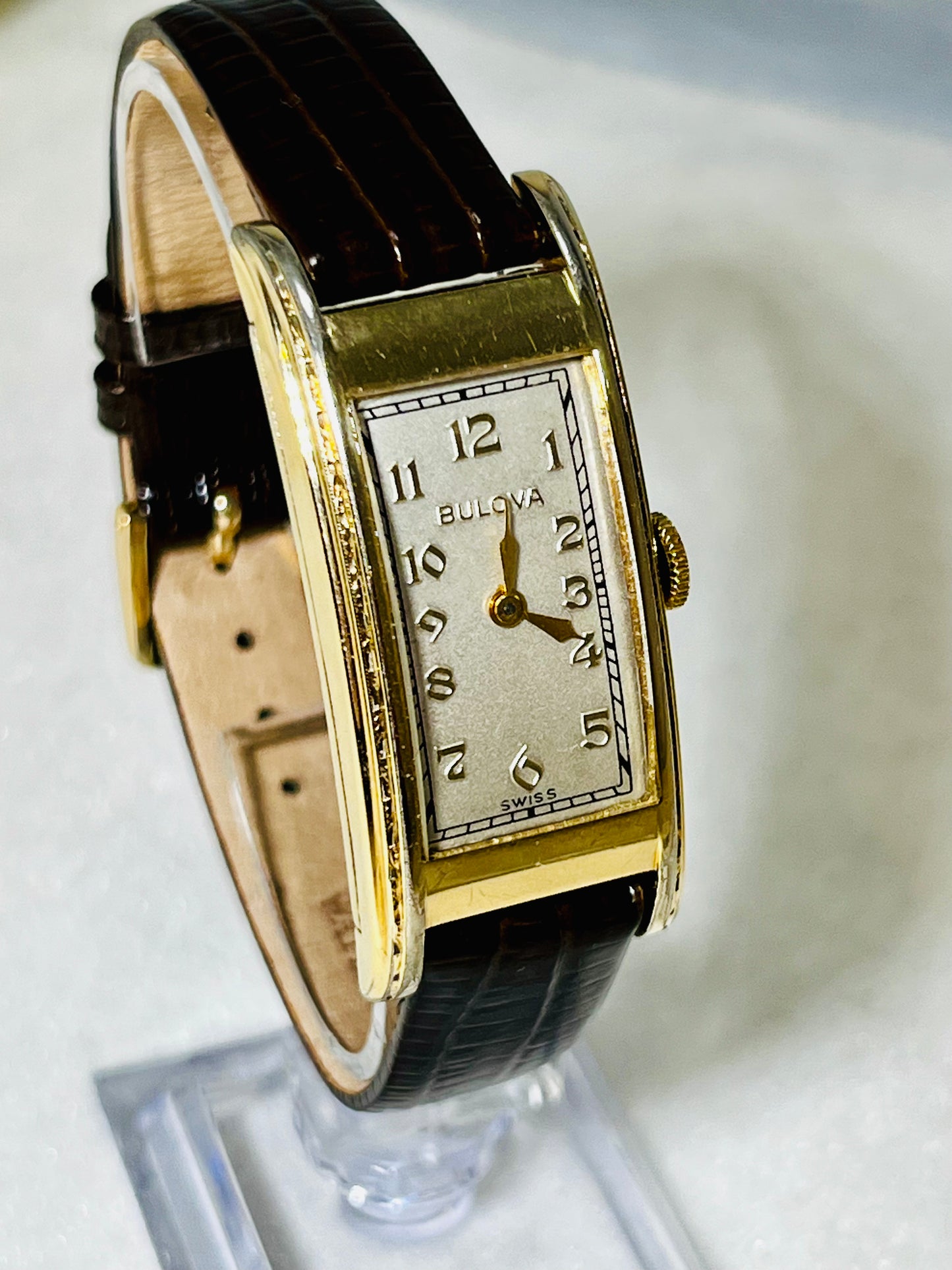 Vintage Art Deco Bulova Curvex Style 45mm Long 1930's 10K GF Wrist Watch
