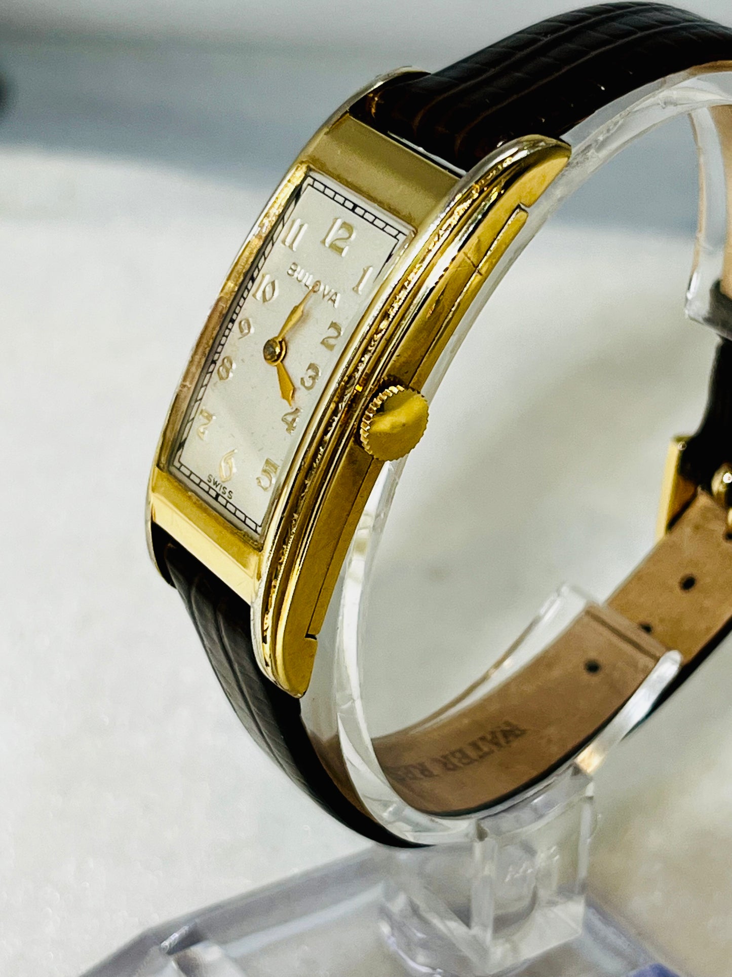 Vintage Art Deco Bulova Curvex Style 45mm Long 1930's 10K GF Wrist Watch