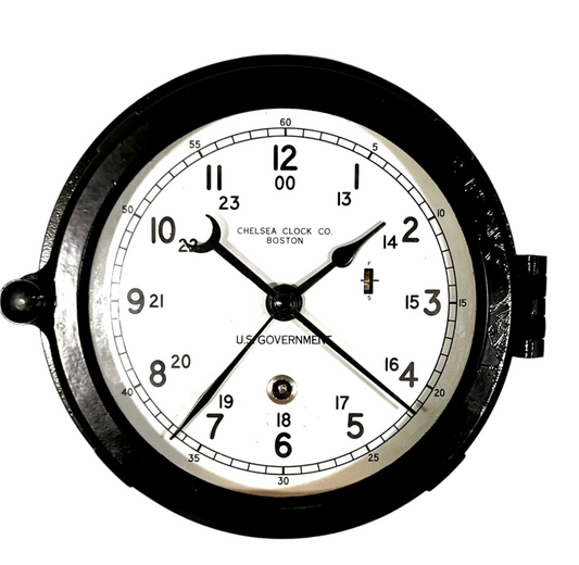 Vintage U.S.S. Monrovia Chelsea 6" dial 12 hour Military US Government Navy Ships Clock circa 1954