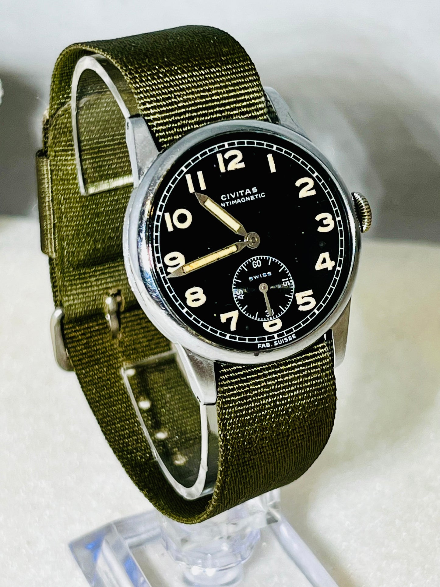 Vintage Civitas Military Post WW2 Era Manual Wind Wrist Watch