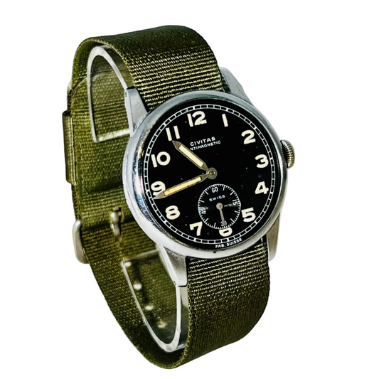 Vintage Civitas Military Post WW2 Era Manual Wind Wrist Watch