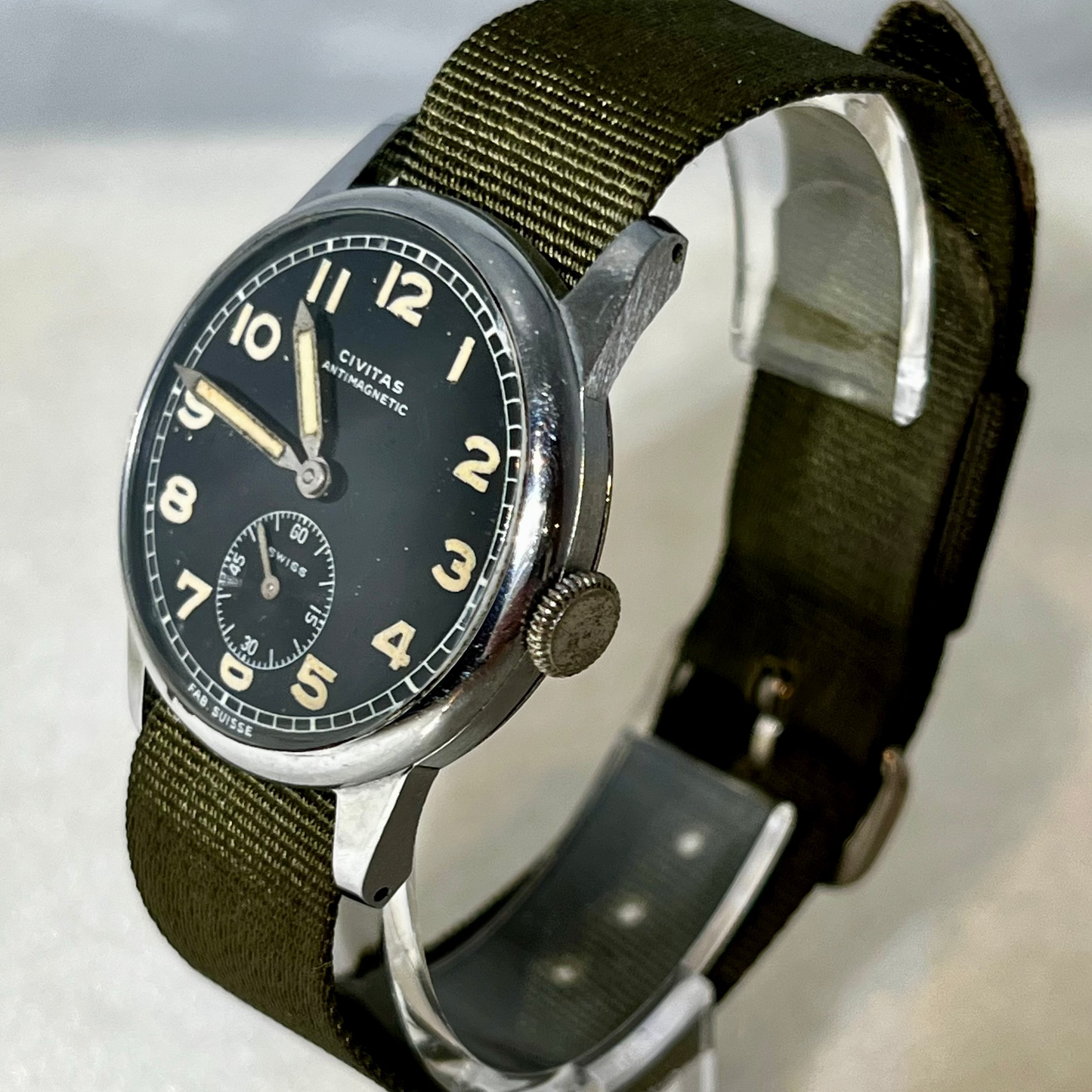 Vintage Civitas Military Post WW2 Era Manual Wind Wrist Watch