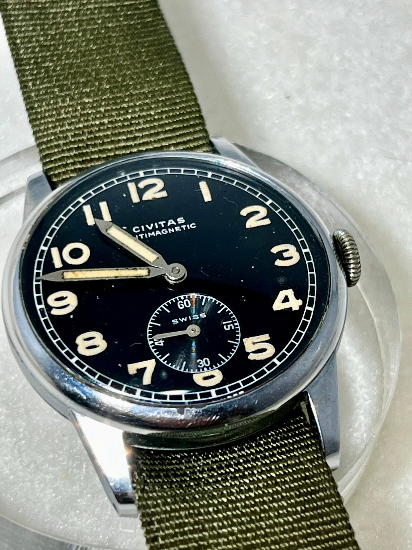 Vintage Civitas Military Post WW2 Era Manual Wind Wrist Watch