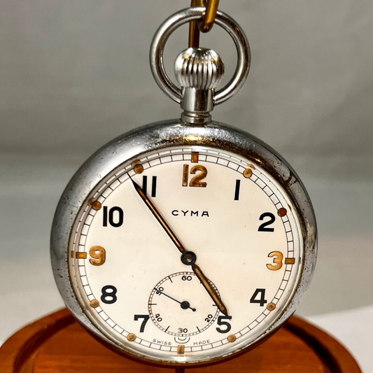 Vintage Cyma WW2 British Armed Forces Military Pocket Watch