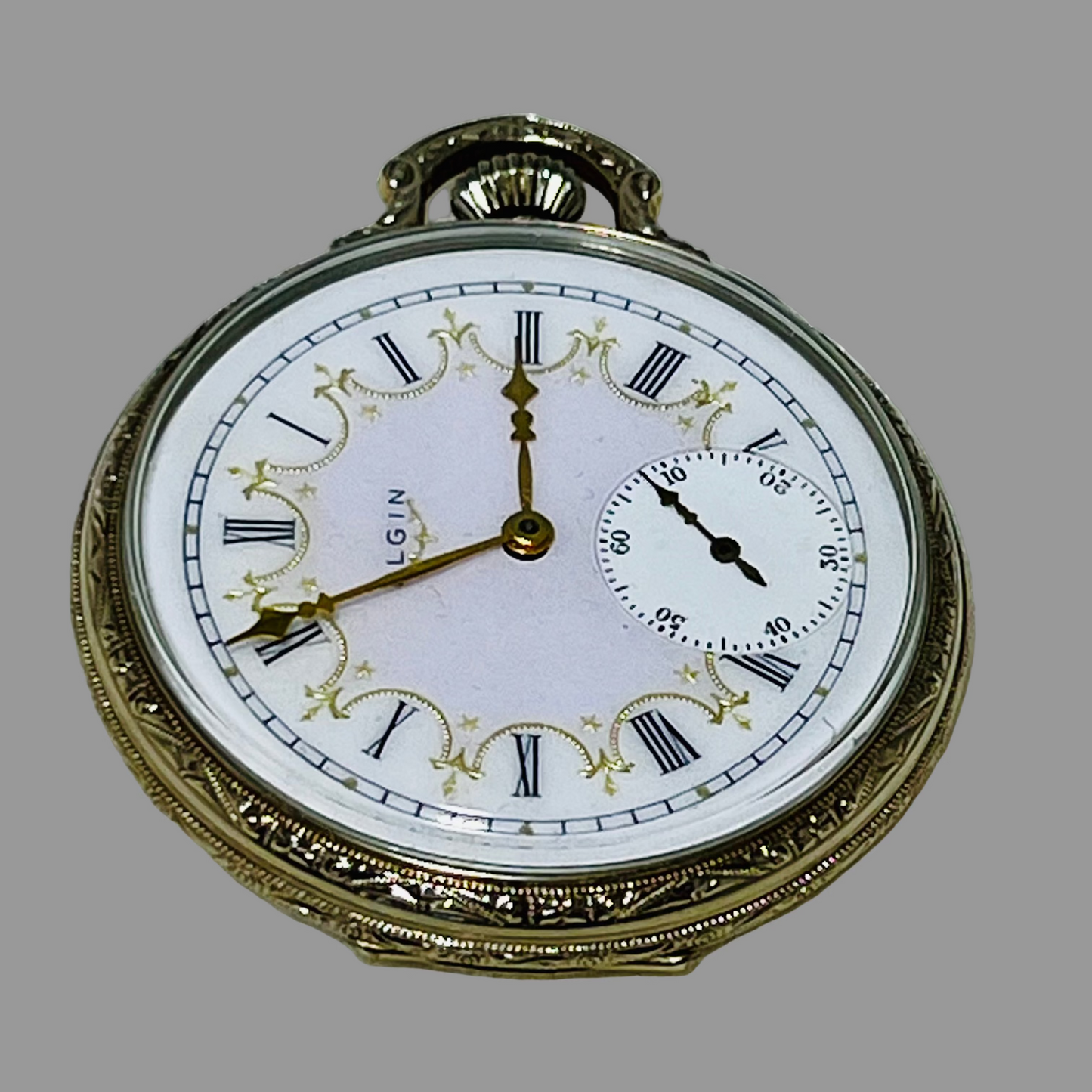 Elgin 1918 14K Gold Filled Pocket Watch with Fancy Dial