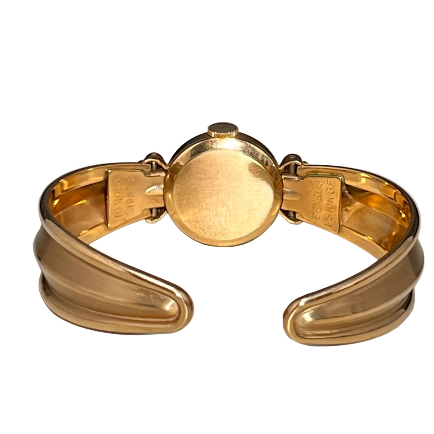 Vintage Benrus Ladies New Old Stock 1/5 10K Gold Filled Retro Cuff Bangle Wrist Watch