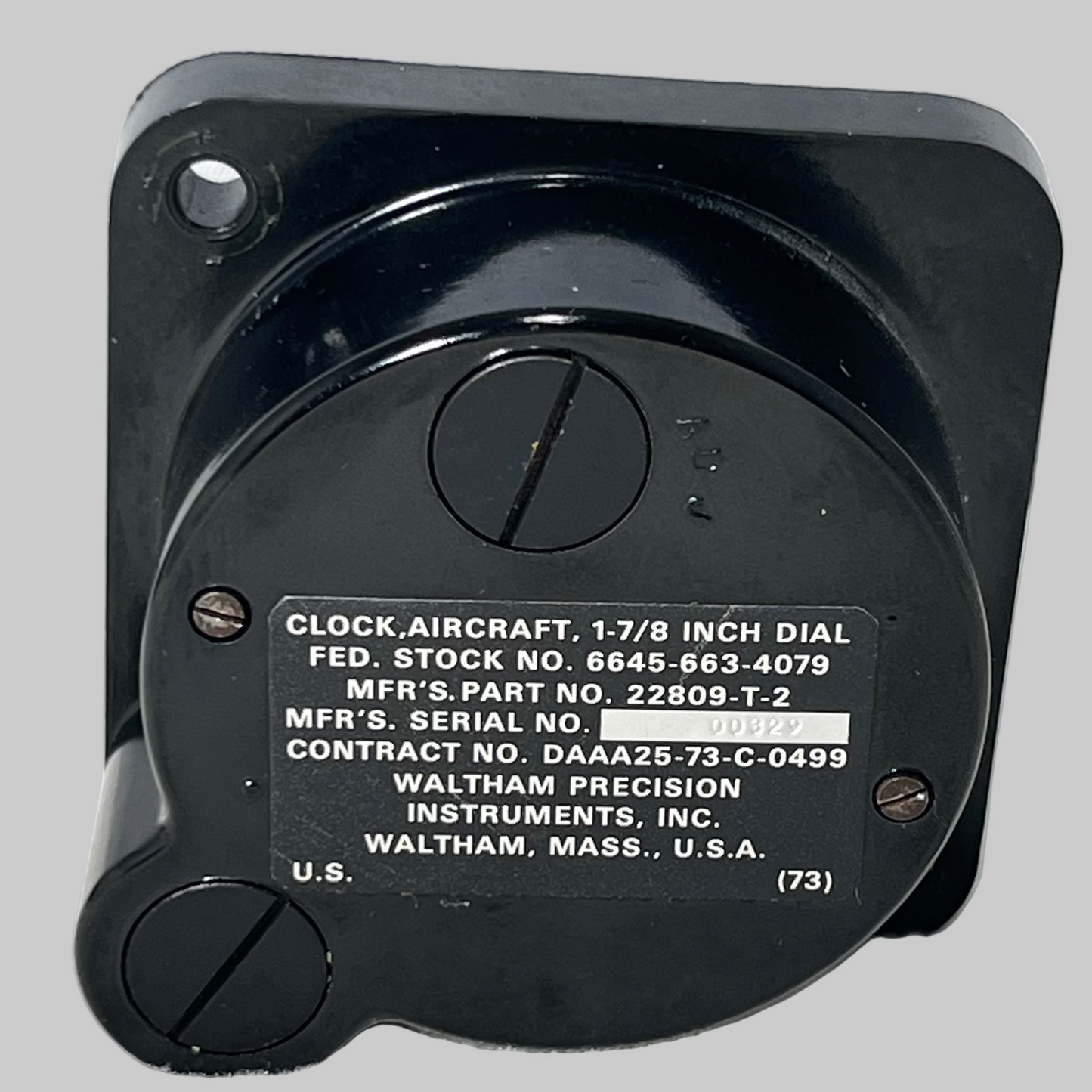 WALTHAM Precision Instruments 8 DAY Wind-Up Mechanical 1 7/8 inch dial US Military Airplane CLOCK