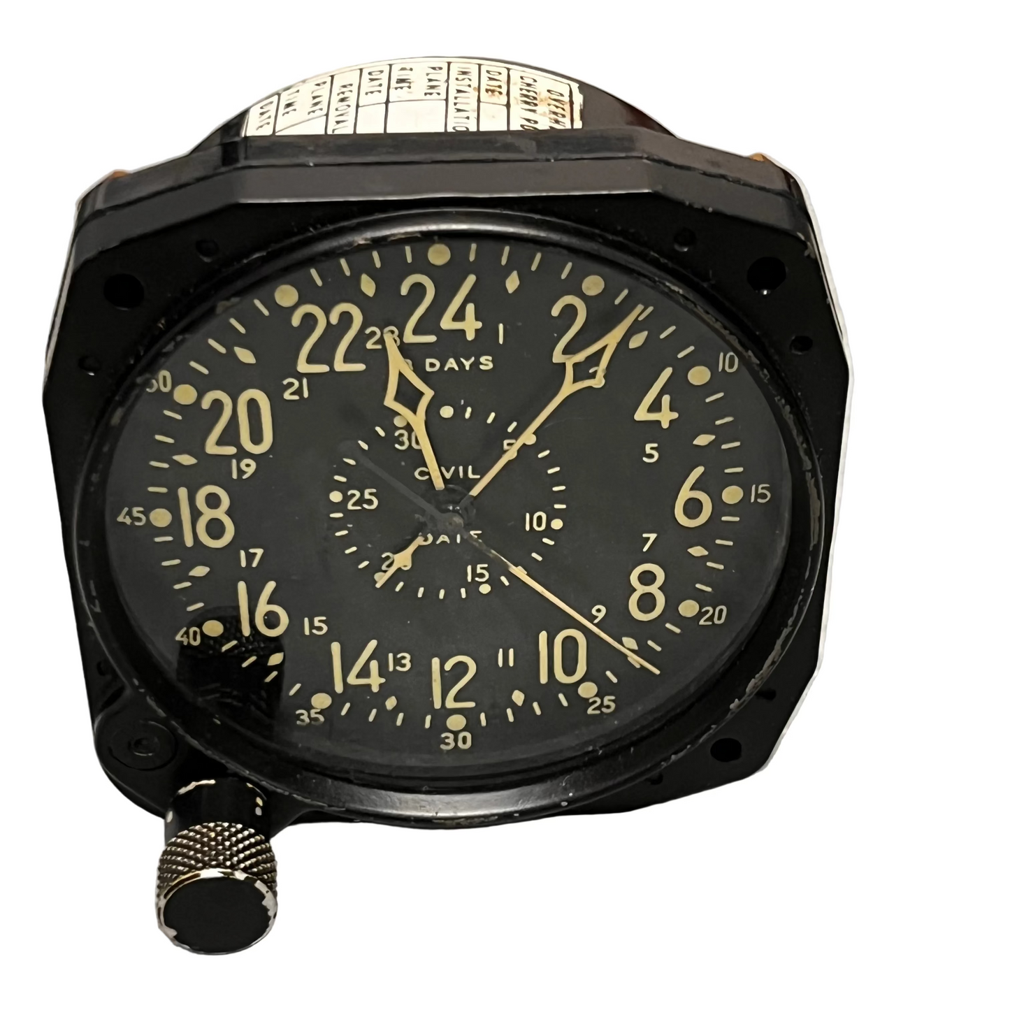 WALTHAM CDIA WW2 8 DAY Wind-Up Mechanical US Military Civil Date Indicator Aeronautical (CDIA) CLOCK