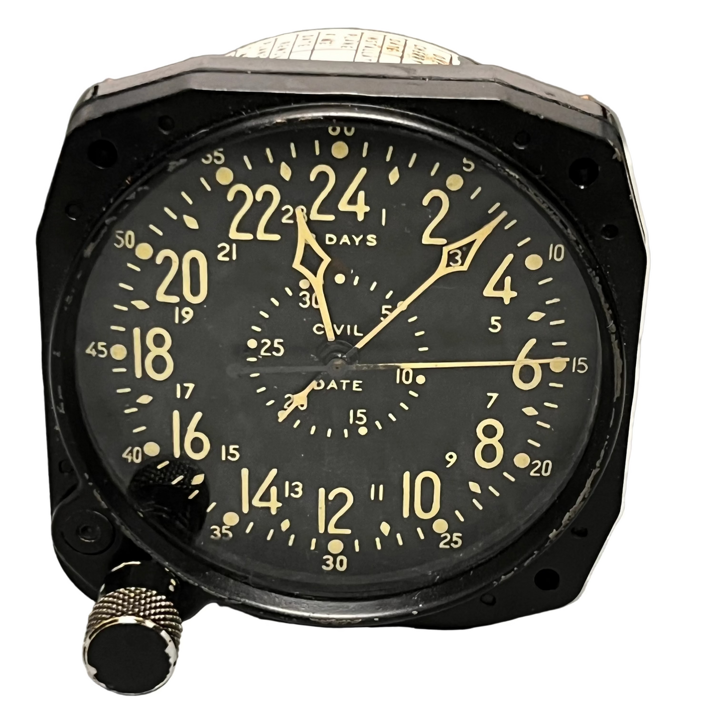 WALTHAM CDIA WW2 8 DAY Wind-Up Mechanical US Military Civil Date Indicator Aeronautical (CDIA) CLOCK