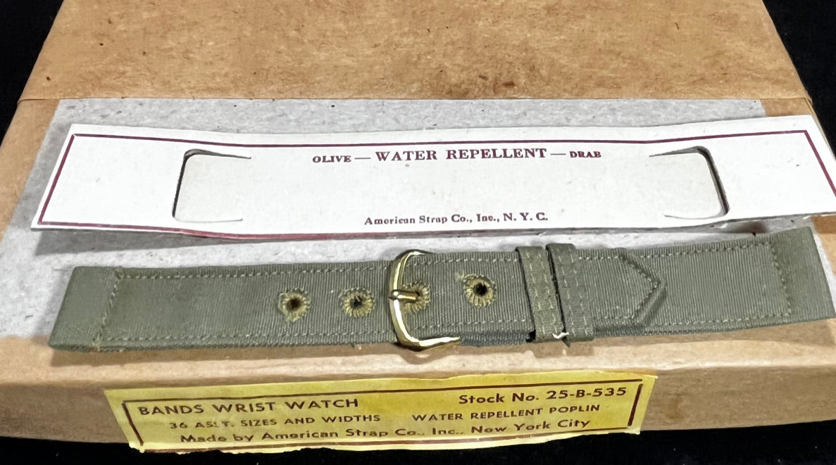 Authentic 1945 WW2 Military Issue 2-Piece Watch Band 16mm (5/8 in) American Strap Co