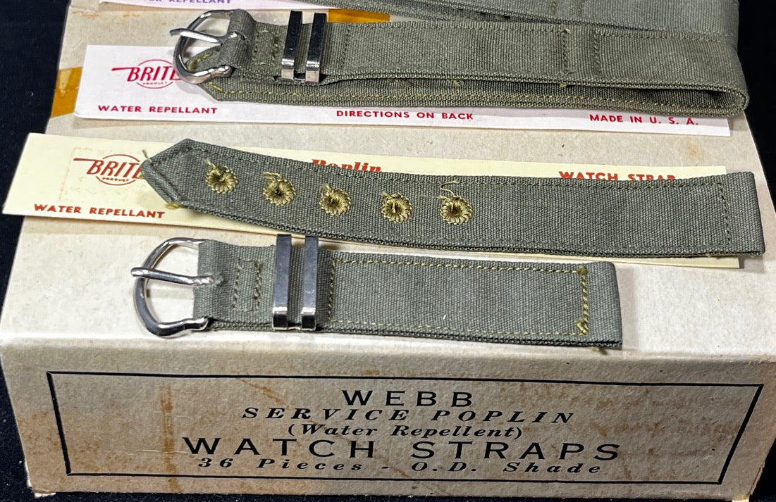 Authentic 1944 WW2 Military Issue Watch Band 16mm (5/8 in) Brite Co