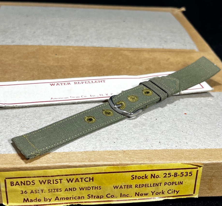 Authentic 1945 WW2 Military Issue 2-Piece Watch Band 16mm (5/8 in) American Strap Co