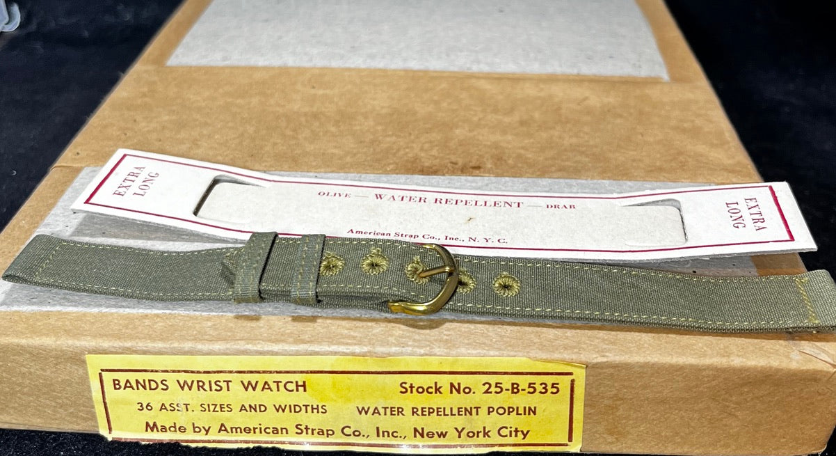 Authentic 1945 WW2 Military Issue 2-Piece Watch Band 16mm (5/8 in) American Strap Co