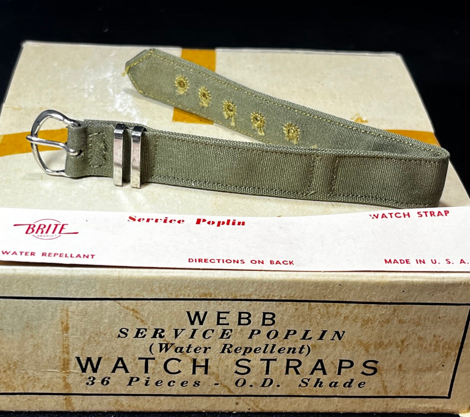 Authentic 1944 WW2 Military Issue Watch Band 16mm (5/8 in) Brite Co